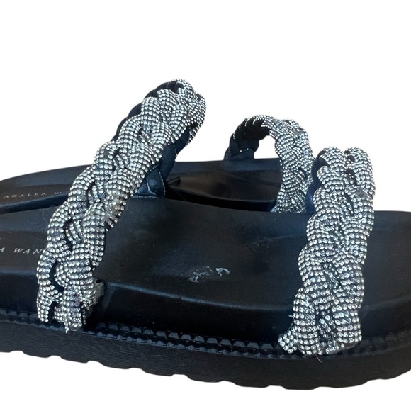 Black and Silver Braided Sandals with Textured Straps - Picture 2 of 7